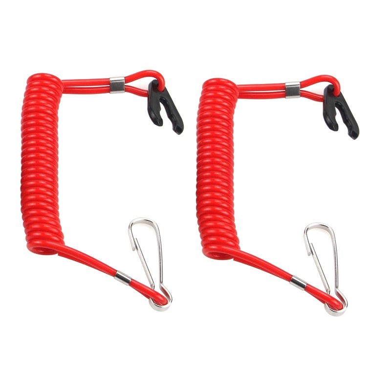 ZOOKOTO Universal Boat Outboard Engine Motor Lanyard Kill Urgent Stop Switch & 2 pcs Safety Tether Lanyard for Yamaha/Tohatsu/Honda Outboard Motors ATV Boat Bike - Image 2